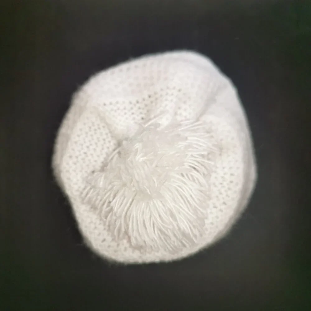 Vintage Handmade Knit Doll Hat White 6